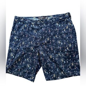 Black Brown 1826 Nautical Print Men's Shorts - Navy Blue Size 34